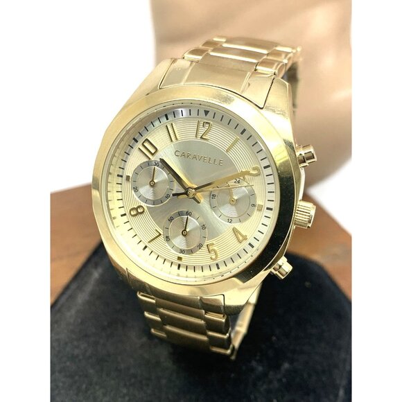 Caravelle By Bulova Women's Watch 44L238 Quartz Chronograph Gold Steel 36mm - Picture 1 of 13
